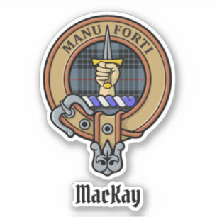Sticker Clan MacKay Crest sur Blue Tartan