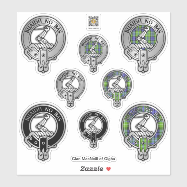 Sticker Clan MacNeill de Gigha Gaelic Crest & Tartan (Feuille)