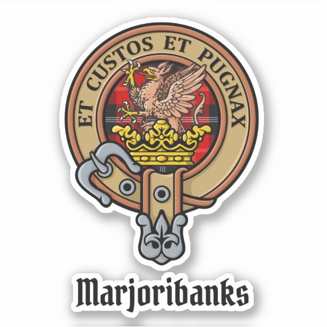 Sticker Clan Marjoribanks crête sur Tartan (Devant)