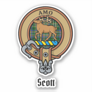 Sticker Clan Scott Crest sur l'autocollant vert Tartan