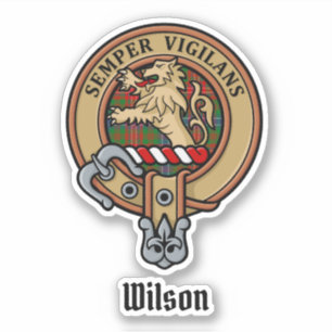 Sticker Clan Wilson Crest sur Tartan moderne