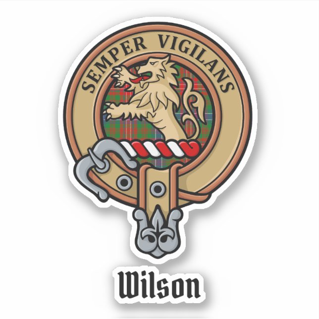 Sticker Clan Wilson Crest sur Tartan moderne (Devant)