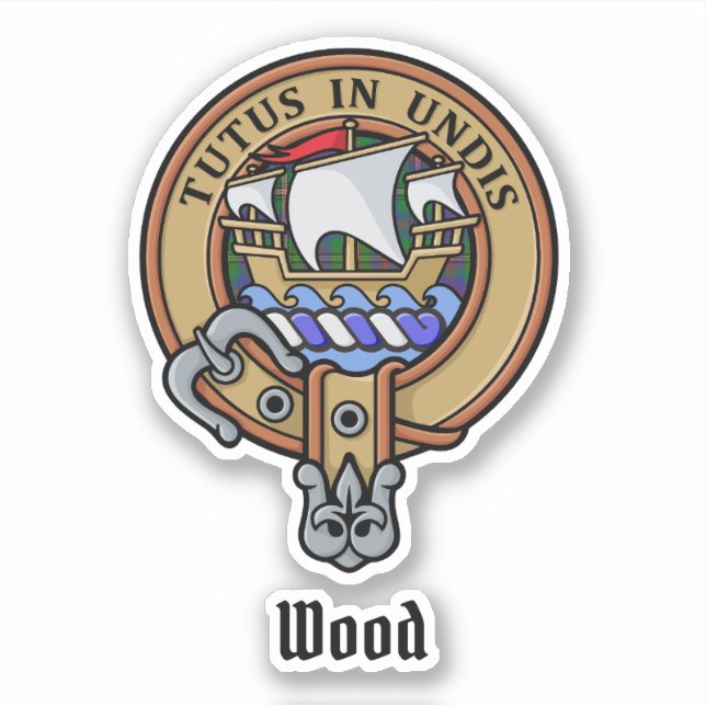 Sticker Clan Wood Crest sur Tartan (Devant)