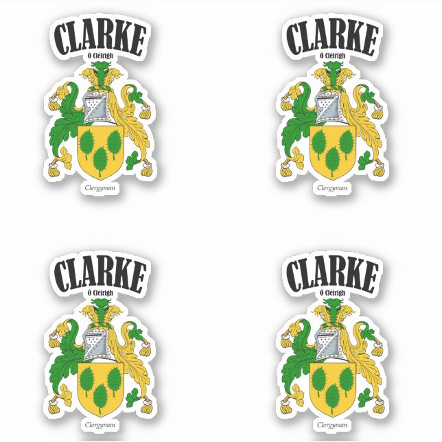 Sticker Clarke Crest Traduction et signification irlandais (Devant)