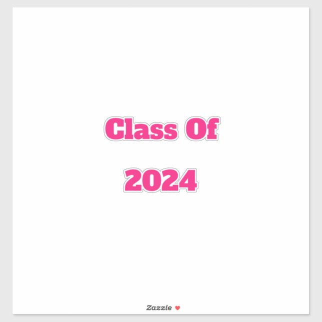 Sticker Classe De 2024 Personnalisé Année Couleur Rose Bol (Feuille)