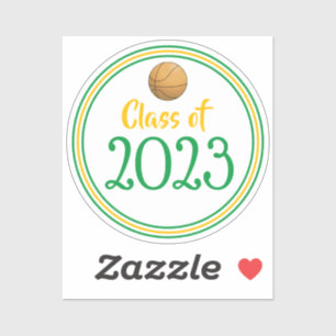 Sticker Classe de basket-ball vert et or Année d'obtention
