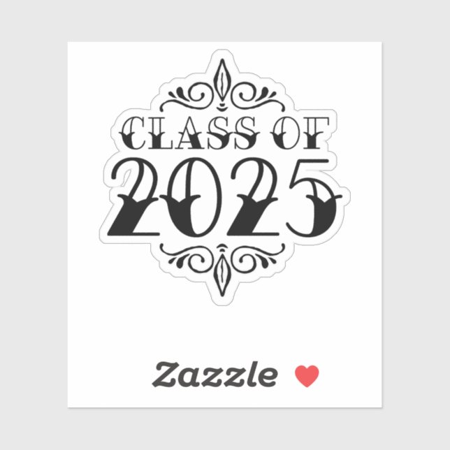 Sticker Classe de style tatouage de 2025 Graduation (Feuille)