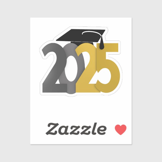 Sticker Classe d'or et de gris de 2025 Graduation (Feuille)