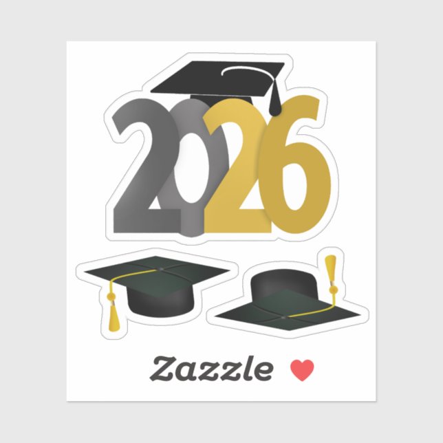 Sticker Classe Gold Grey de 2026 Graduation (Feuille)