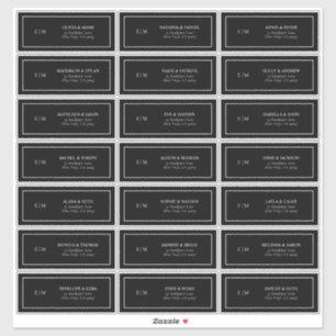 Sticker Classic Black & White Monogram Adresse d'invité