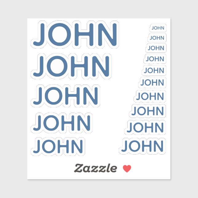 Sticker Classic Blue Custom Name 15 Tailles Simple John (Feuille)