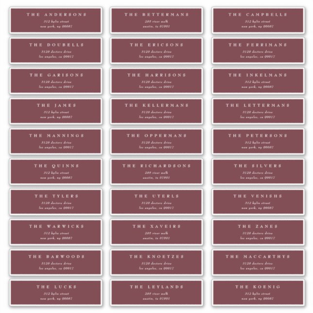 Sticker Classic Maroon Bourgogne adresse individuelle du m (Devant)