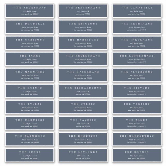 Sticker Classic Navy Bleu Blanc mariage individuel adresse (Devant)