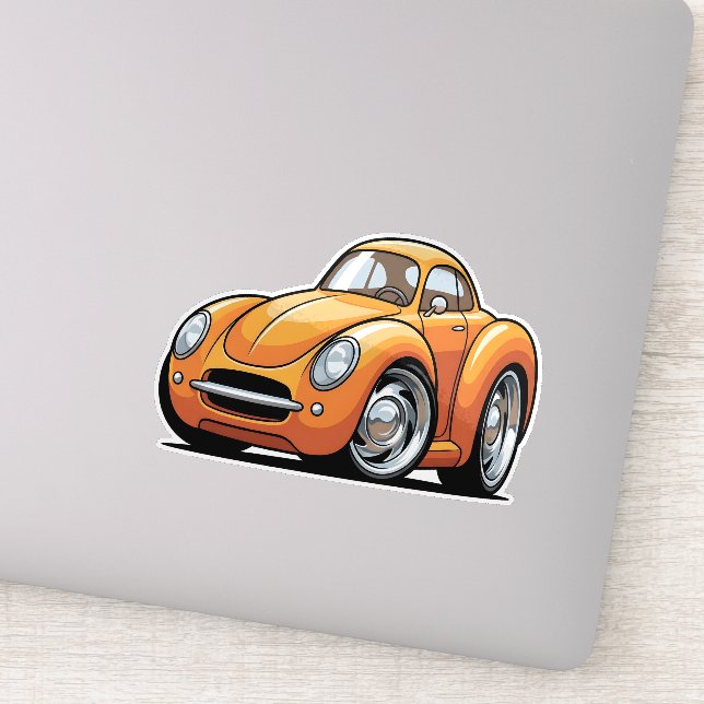 Sticker Classic Orange Toon Car (Détail)