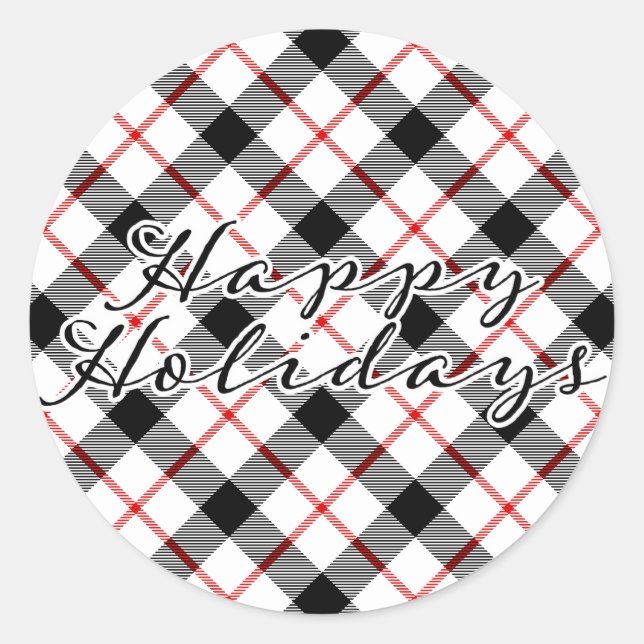 Sticker Classic Plaid Christmas Happy Holidays (Devant)