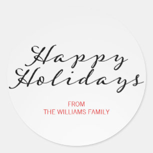 Sticker Classic Plaid Christmas Happy Holidays