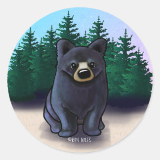 Sticker Classic Rond Noir Bear Cub