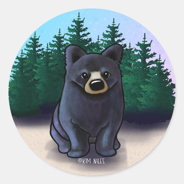 Sticker Classic Rond Noir Bear Cub (Devant)