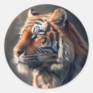 Sticker Classic Rond Tiger Dans La Nature