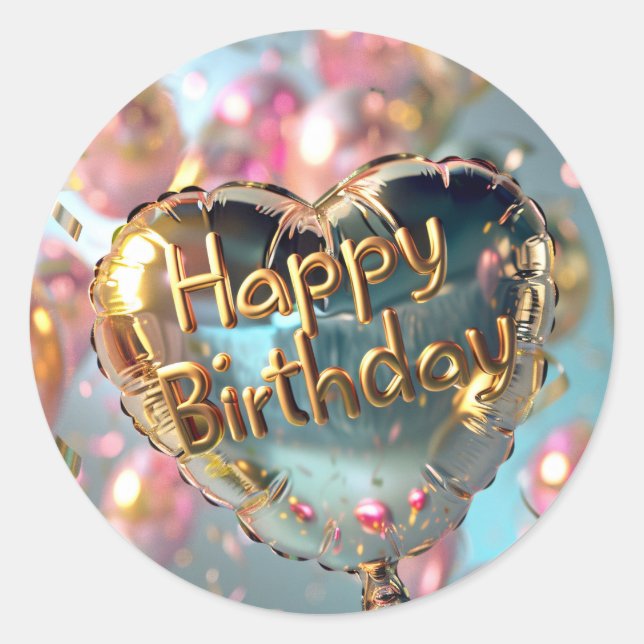 Sticker Classic Round Gold pour anniversaire heure (Devant)