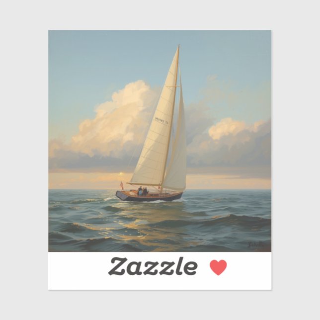 Sticker classic sailing yacht painting images 🌅⛵. (Feuille)