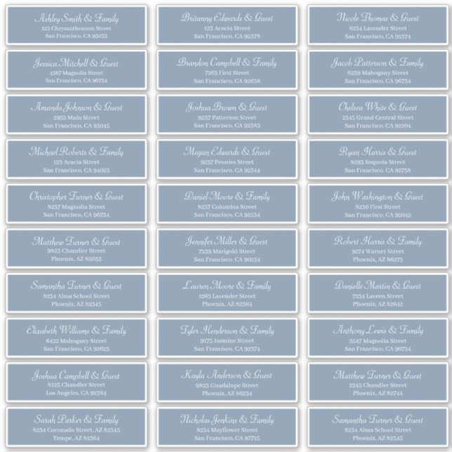 Sticker Classic Simple Script Mariage Nom d'invité Adresse (Devant)