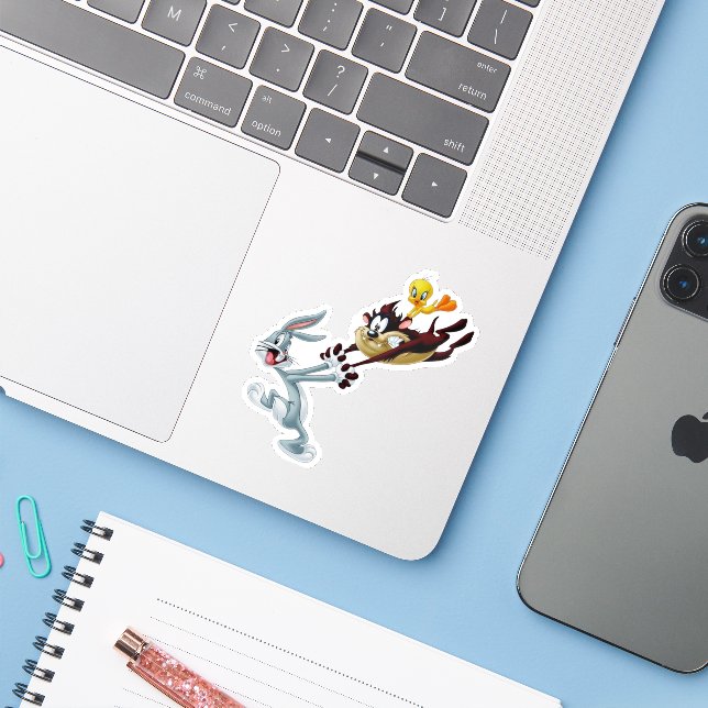 Sticker Classic Toon Chaos - Bugs Bunny, Daffy Duck (Ordinateur portable avec iPhone)
