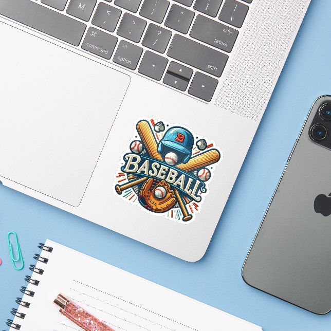 Sticker Classique Baseball Essentials / Stylish Retro Lege (Ordinateur portable avec iPhone)