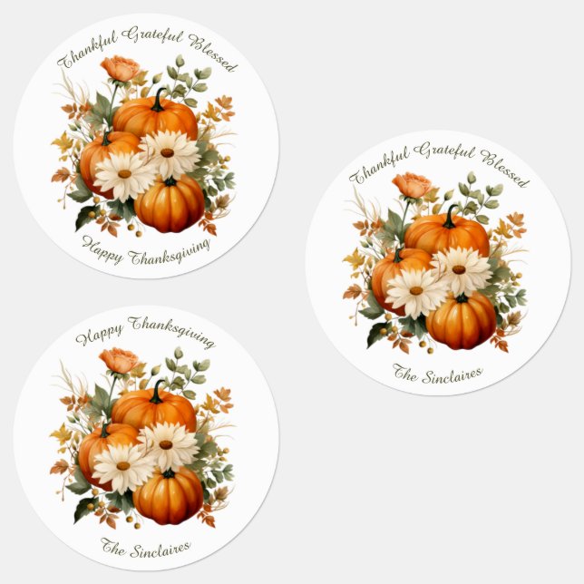 Sticker classique Citrouille Thanksgiving Étiquett (Groupe)