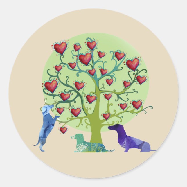 Sticker classique de jardin Valentine Dachshund He (Devant)