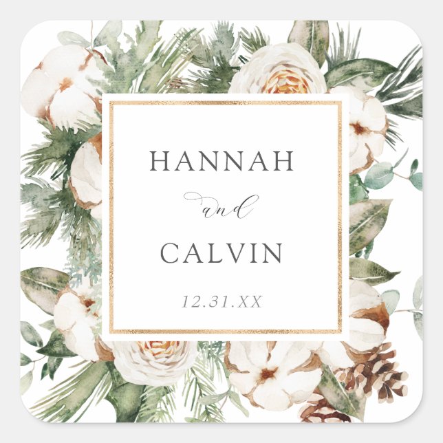 Sticker classique de mariage d'hiver (Devant)