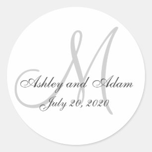 Sticker classique de mariage Monogramme Favor
