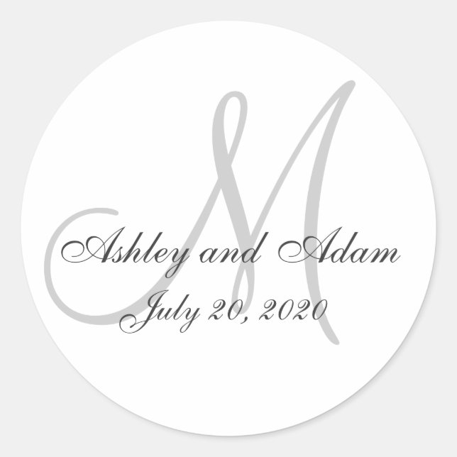 Sticker classique de mariage Monogramme Favor (Devant)