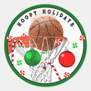 Sticker classique de Noël rond de basket-ball