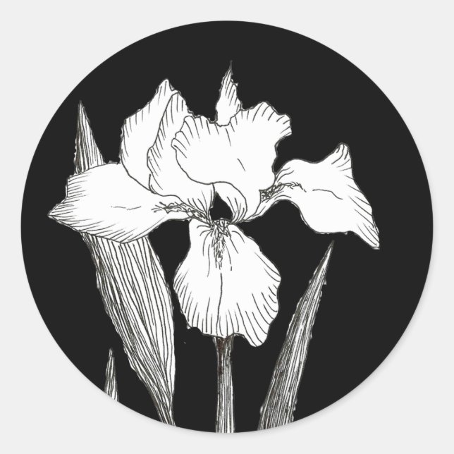 Sticker classique en noir et blanc Iris (Devant)