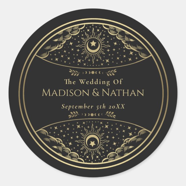 Sticker classique Mariage de Tarot Elegant Or (Devant)