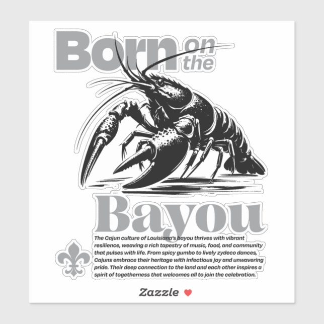 Sticker Classique Né sur les Vibes Bayou Cajun (Feuille)