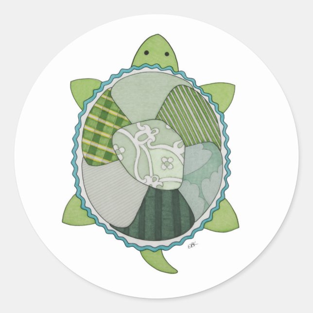 Sticker classique rond à tortue à clé (Devant)