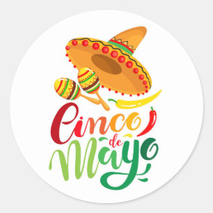 Sticker Classique Rond Cinco De Mayo