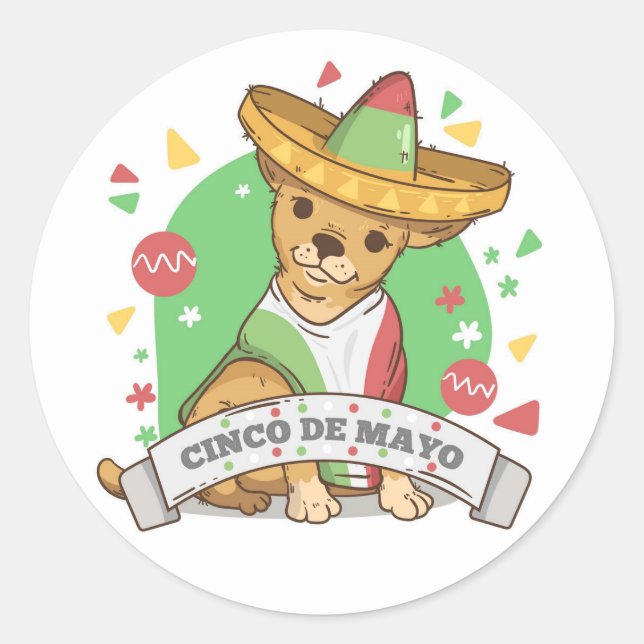 Sticker Classique Rond Cinco De Mayo (Devant)