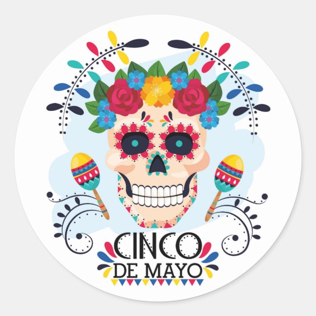 Sticker Classique Rond Cinco De Mayo (Devant)