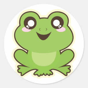 Sticker classique rond de grenouille caricaturale
