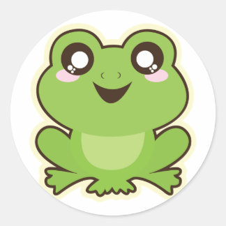 Sticker classique rond de grenouille caricaturale
