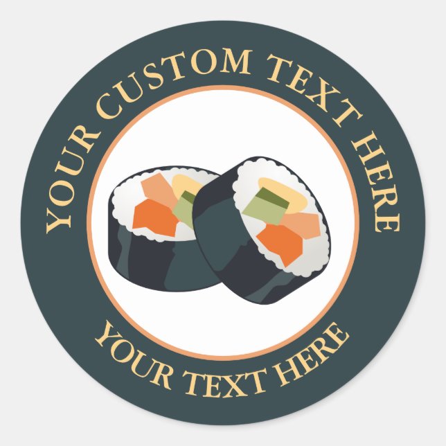 Sticker classique rond du logo Sushi Custom Text (Devant)