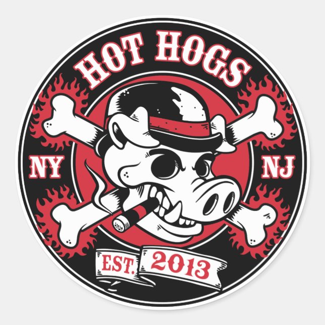 Sticker classique rond Hot Hogs™ (Devant)