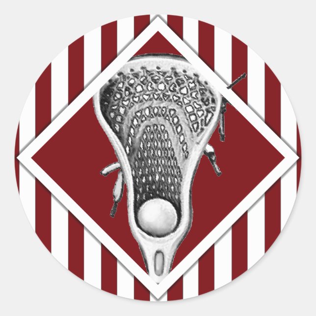 Sticker classique rond Lacrosse Lax Team Maroon (Devant)