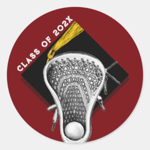 Sticker classique rond Lacrosse Seniors Maroon