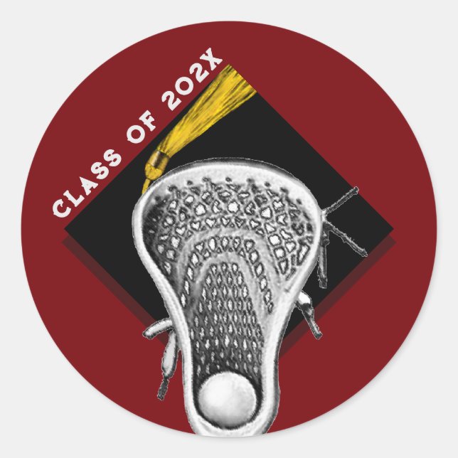 Sticker classique rond Lacrosse Seniors Maroon (Devant)