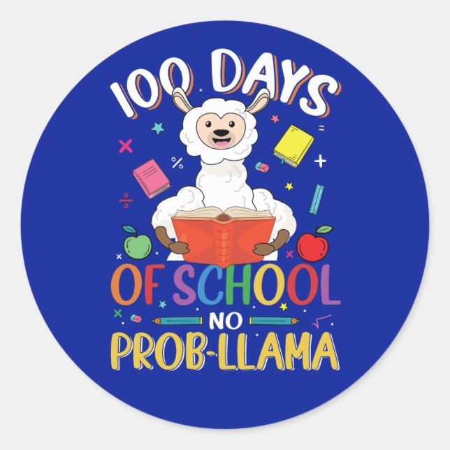 Sticker classique rond Llama 100 jours (Devant)