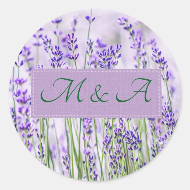 Sticker classique rond Mariage Lavender Fields (Devant)